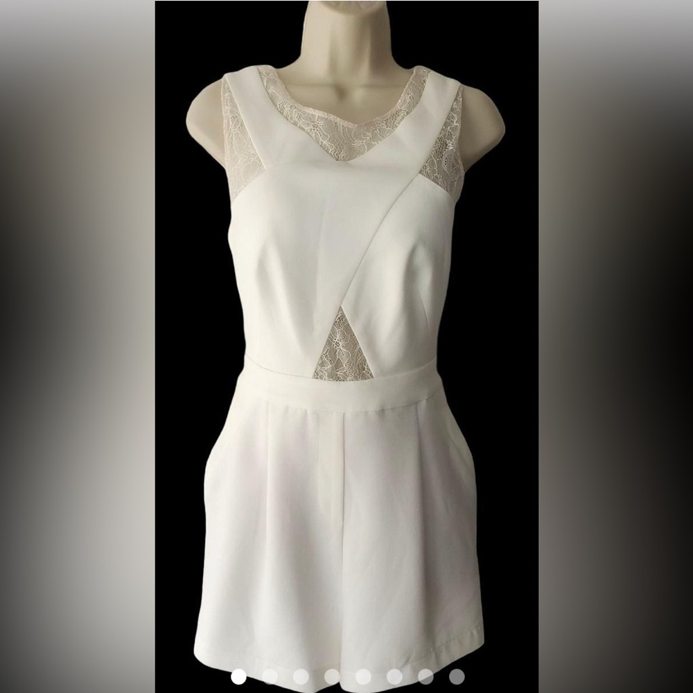 BCBG White Lace Detail Romper